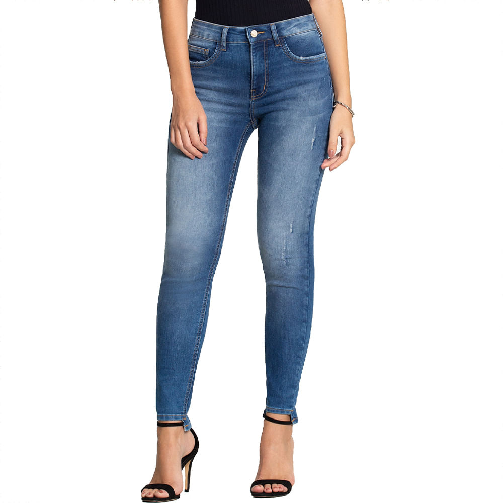 Calça Jeans Skinny Plus Size Cropped Chapa Barriga